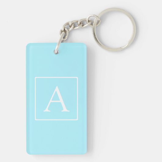 Simple Sky Blue Monogram Sleutelhanger (achterkant)