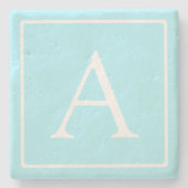 Simple Sky Blue Monogram Stenen Onderzetter (Voorkant)