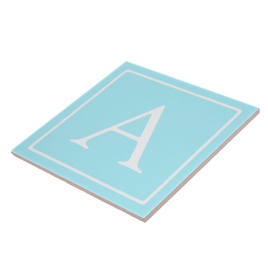 Simple Sky Blue Monogram Tegeltje (Zijkant)