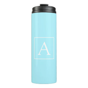 Simple Sky Blue Monogram Thermosbeker