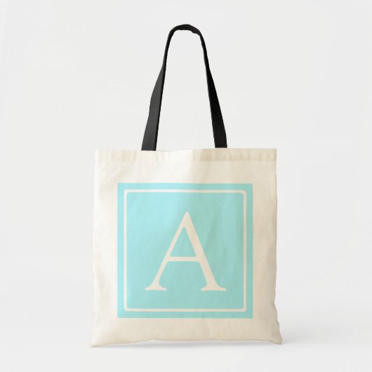 Simple Sky Blue Monogram Tote Bag (Voorkant)