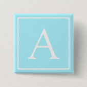 Simple Sky Blue Monogram Vierkante Button 5,1 Cm (Voorkant)