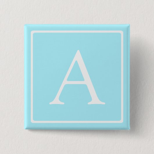 Simple Sky Blue Monogram Vierkante Button 5,1 Cm (Voorkant)