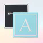 Simple Sky Blue Monogram Vierkante Button 5,1 Cm<br><div class="desc">Bedankt voor je aankoop!</div>