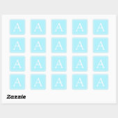Simple Sky Blue Monogram Vierkante Sticker (Vel)