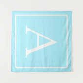 Simple Sky Blue Monogram Wandkleed (Voorkant (horizontaal))