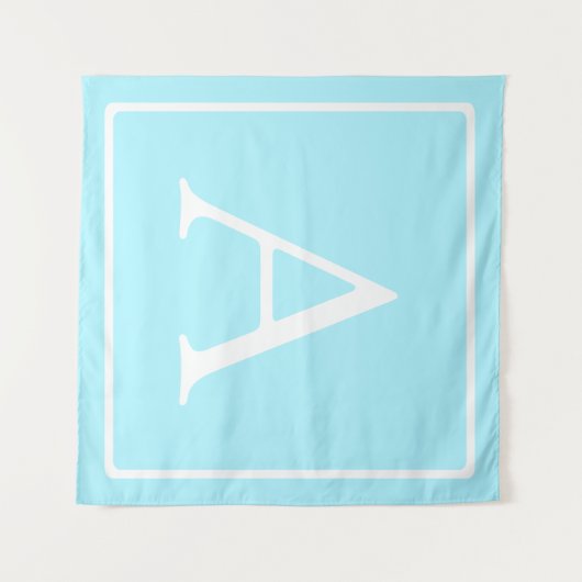 Simple Sky Blue Monogram Wandkleed (Voorkant (horizontaal))