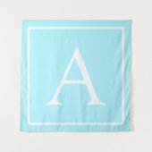 Simple Sky Blue Monogram Wandkleed (Voorkant)