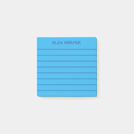 Simple Sky Blue Naam toevoegen Lined Post-it® Notes (Voorkant)