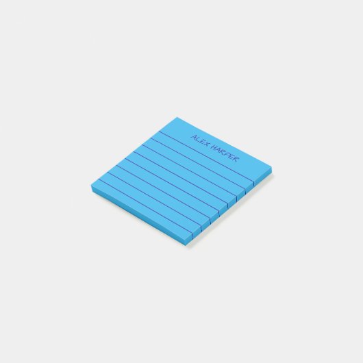 Simple Sky Blue Naam toevoegen Lined Post-it® Notes (Schuin)