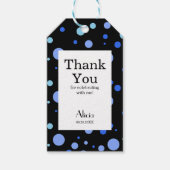 Simple Sky Blue Polka Dot Black Dank u Cadeaulabel (Voorkant)
