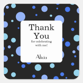 Simple Sky Blue Polka Dot Black Dank u Vierkante Sticker