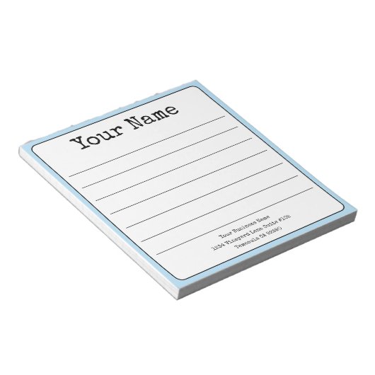 Simple Sky Blue Retro Voeg Jouw naam toe Vol Notitieblok (Schuin)