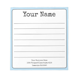 Simple Sky Blue Retro Voeg Jouw naam toe Vol Notitieblok