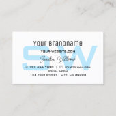 Simple Sky Blue White met monogram en Logo Visitekaartje (Achterkant)