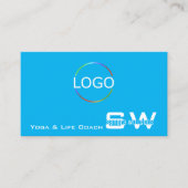 Simple Sky Blue White met monogram en Logo Visitekaartje (Voorkant)