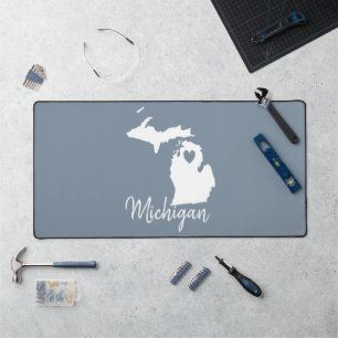 Simple Slate Blue Michigan Home State Map Bureaumat