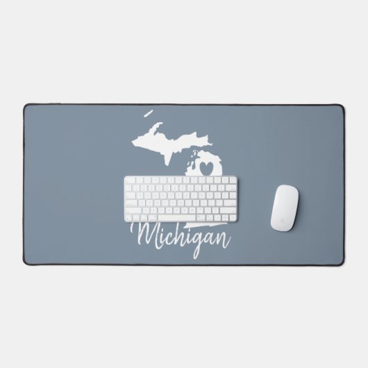 Simple Slate Blue Michigan Home State Map Bureaumat (Keyboard & Muis)