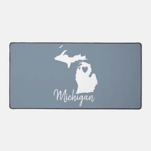 Simple Slate Blue Michigan Home State Map Bureaumat (Voorkant)