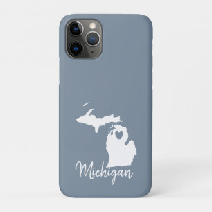 Simple Slate Blue Michigan Home State Map Case-Mate iPhone Case