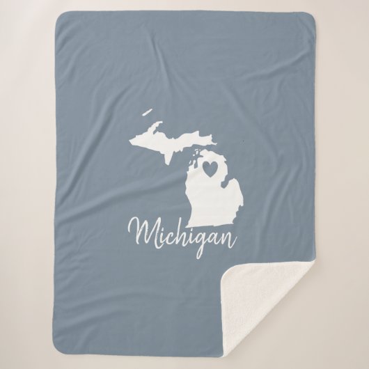 Simple Slate Blue Michigan Home State Map Fleece B Sherpa Deken (Voorkant)