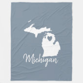 Simple Slate Blue Michigan Home State Map Fleece Deken (Voorkant)
