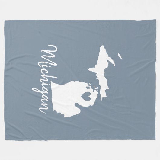 Simple Slate Blue Michigan Home State Map Fleece Deken (Voorkant (Horizontaal))