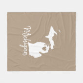 Simple Slate Blue Michigan Home State Map Fleece Deken (Voorkant (Horizontaal))