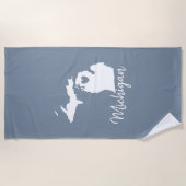 Simple Slate Blue Michigan Home State Map Strandlaken (Voorkant)