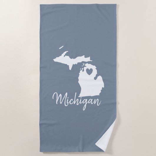 Simple Slate Blue Michigan Home State Map Strandlaken (Voorkant)