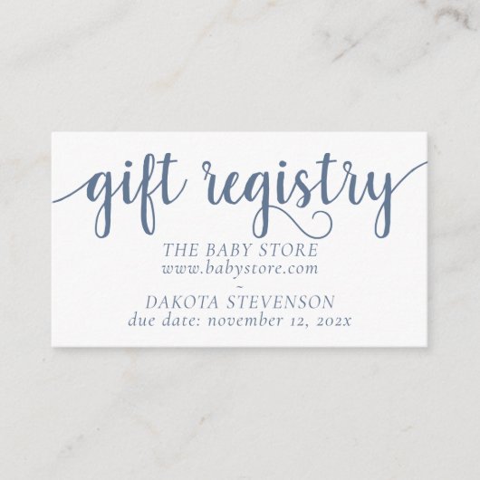 Simple Slate Gift Registry | Dusty Blue voor elk e Informatiekaartje (Voorkant)