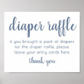 Simple Slate Luier Raffle | Dusty Blue Shower Poster (Voorkant)