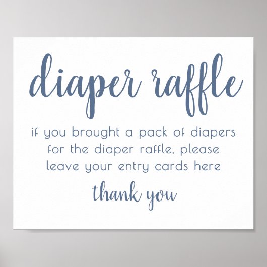 Simple Slate Luier Raffle | Dusty Blue Shower Poster (Voorkant)