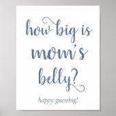 Simple Slate Mommys Belly | Dusty Blue Guessing Poster (Voorkant)
