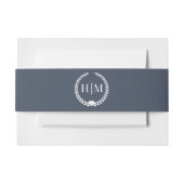 Simple Slate Navy Blue Monogram Invitation Uitnodigingen Wikkel (Voorkant Voorbeeld)
