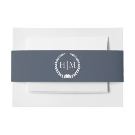 Simple Slate Navy Blue Monogram Invitation Uitnodigingen Wikkel