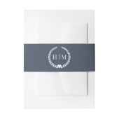 Simple Slate Navy Blue Monogram Invitation Uitnodigingen Wikkel (Voorkant Voorbeeld)