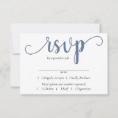 Simple Slate Script | Dusty Blue Entree Choice RSVP Kaartje (Voorkant)