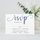 Simple Slate Script | Dusty Blue Entree Choice RSVP Kaartje (Staand voorkant)