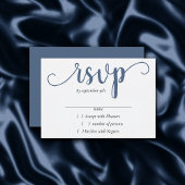 Simple Slate Script | Dusty Blue Flourish Event RSVP Kaartje