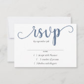 Simple Slate Script | Dusty Blue Flourish Event RSVP Kaartje (Voorkant)
