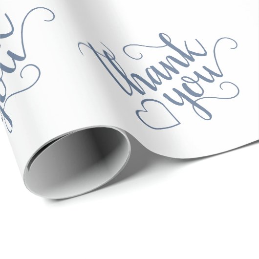 Simple Slate Script | Dusty Blue Hartelijk dank Cadeaupapier (Rol Hoek)