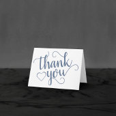 Simple Slate Script | Dusty Smoke Blue Heart Foto Bedankkaart