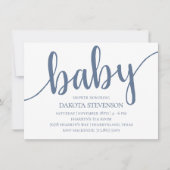 Simple Slate Script | Stoffelijk denim blauw Baby  Kaart (Voorkant)