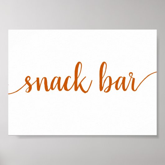 Simple Snack Bar | Fall Orange Any Event Sign Poster (Voorkant)