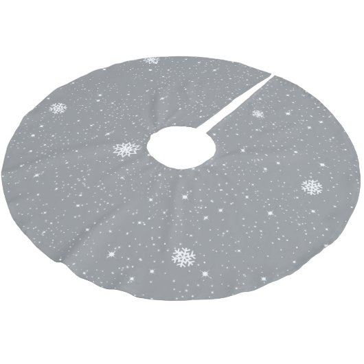 Simple Snow Flakes on GREY Kerstboom Rok (Gekanteld)