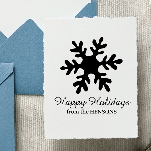 Simple Snowflake Family Name Script Holiday Rubberstempel