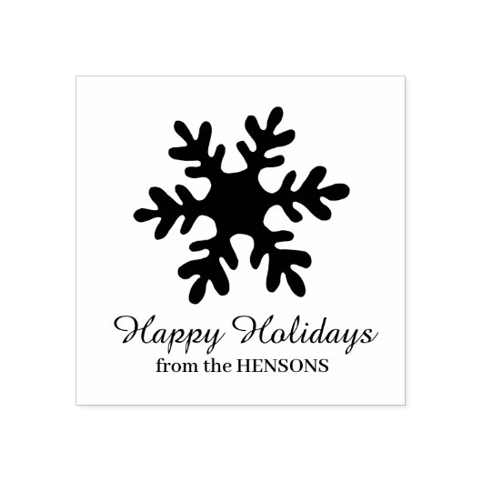 Simple Snowflake Family Name Script Holiday Rubberstempel (Afrduk)