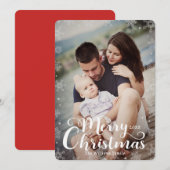 Simple Snowflake Full-Bleed Merry-kerstfoto Feestdagenkaart (Voorkant / Achterkant)