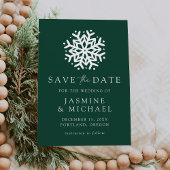 Simple Snowflake Green Save The Date